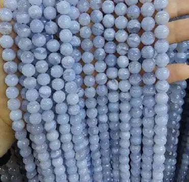 Natural Gemstone Beads Necklace - Handmade Natural Stone Jewelry,blue lace agate A, Size 8mm/50cm, NO.22 ABC Jewelries